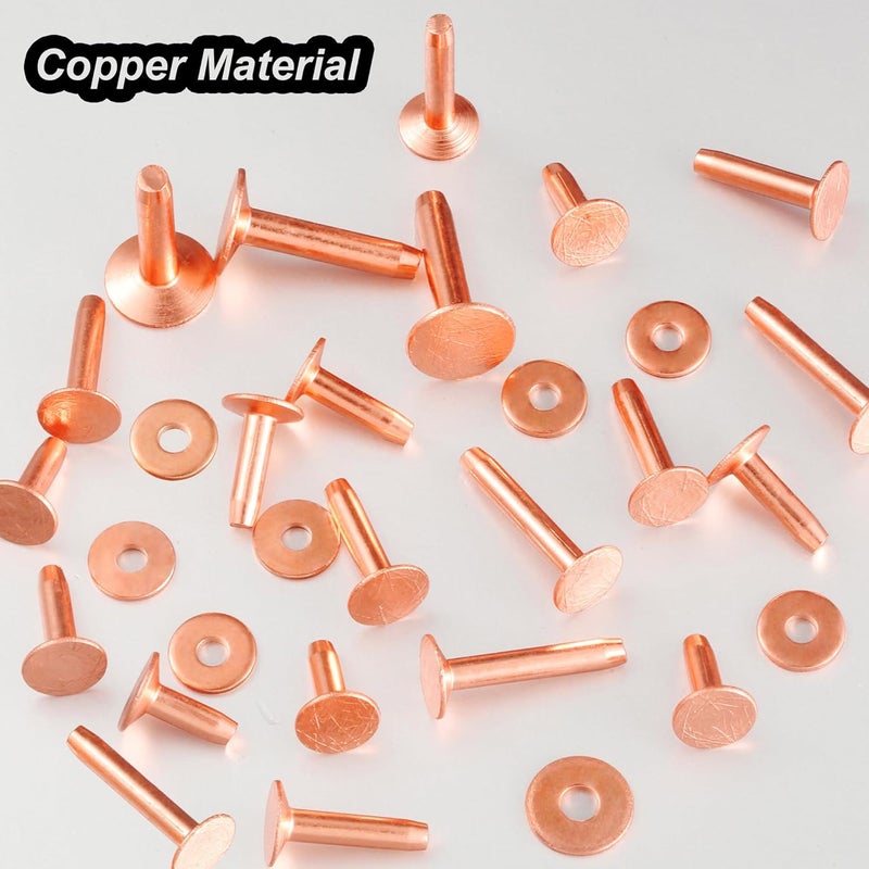 Notgia 50Sets Copper Rivets Assorted Leather Rivet Kit for Leather Working Brass Rivets with Solid Rivet Tool Setter for Repair and Decorate Belts Handbags Wallets Collars Shoes Clothing Bracelets - Image 3